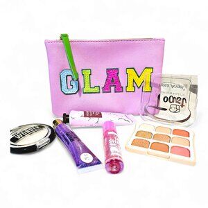 Glam Makeup Bag Set Lot Lip Gloss Eyeshadow Highlighter Hand Cream Gift